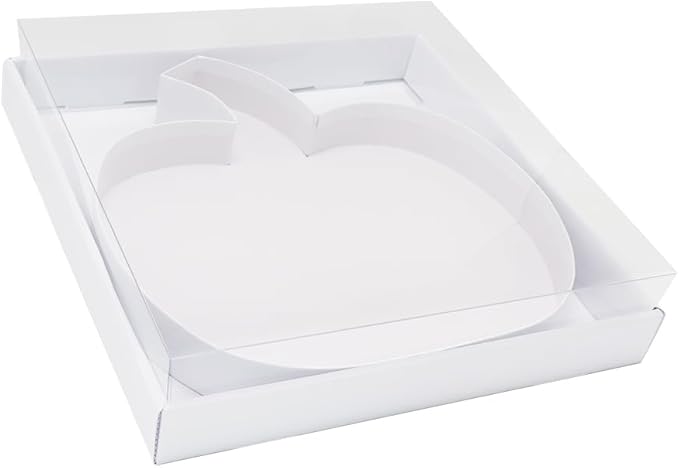 WENPACK 12.5" Cardboard Moon Shaped Papier Mache Cupcake Ramanda EID Candy Fillable Sweets Grazing Box with Clear Lid (White,Moon)