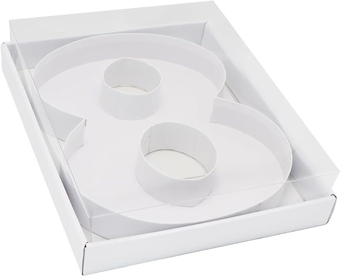 WENPACK 12.5" Fillable Cardboard Number Shaped Box With Clear Lid Birthday Treat (White, 8)