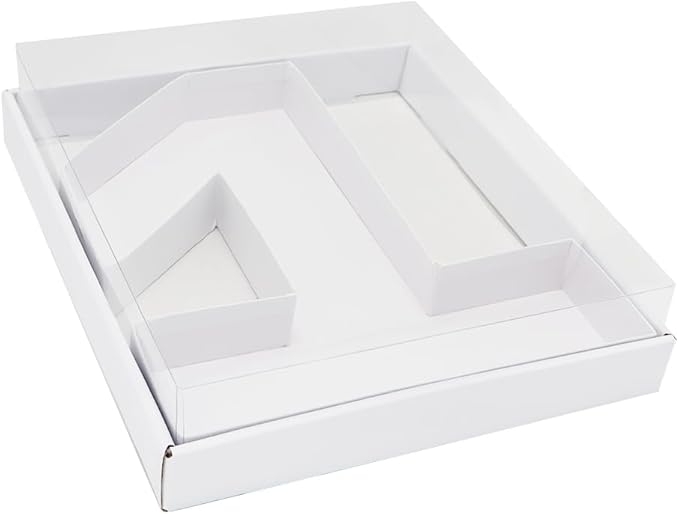 WENPACK 12.5" Cardboard Number Shaped Mache Box Strawberries Fillable Sweets Gift Box with Clear Lid (White, 1)
