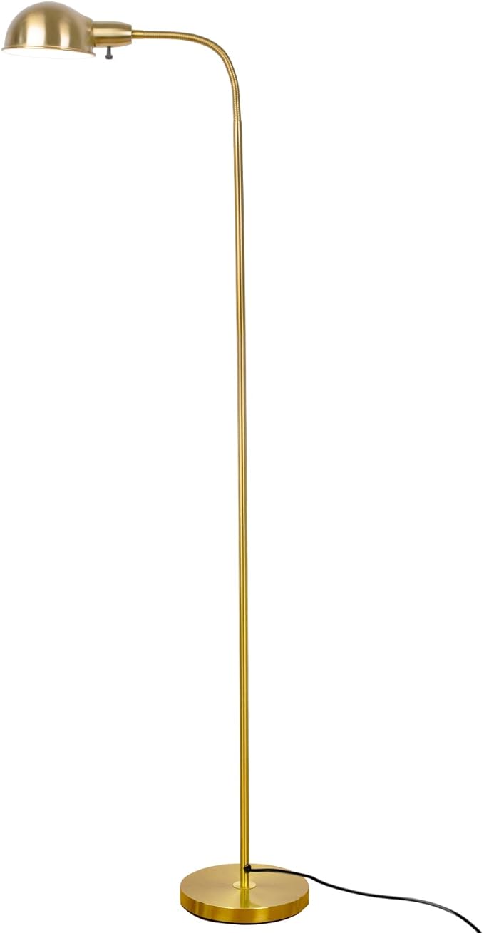 Dimmable Floor Lamp with Flexible Gooseneck and Rotatable Shade, Modern Style Standing Tall Lamp, E26 Socket, LED Reading Lamp (Gold)