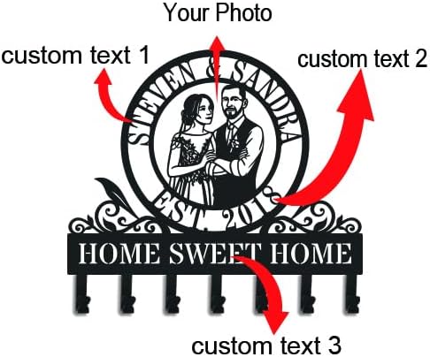 Personalized Metal Portrait with Key Hooks, Custom Photo Wall Key Holder, Iron Portrait from Your Photo, Anniversary Wedding Birthday Gift, Personalized Wall Decor