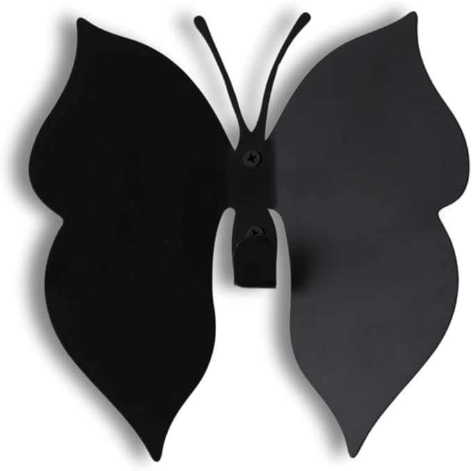 Black Metal Butterfly Wall Hook – Dimensional 3D Design with Angled Wings – Heavy-Duty Decorative Hanger for Nursery, Kids Room & Bathroom Towels