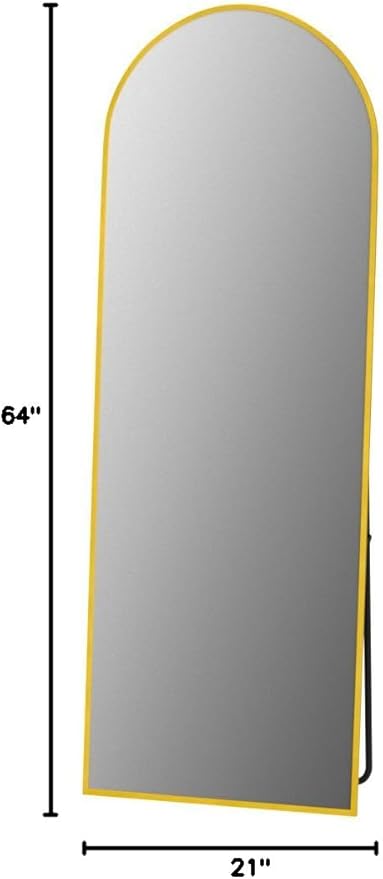 Antok Full Length Mirror, 64"x21" Floor Mirror, Arched Floor Standing Freestanding Arch Full Body Mirrors with Stand for Bedroom, Hanging Mounted for Living Room Cloakroom,Gold