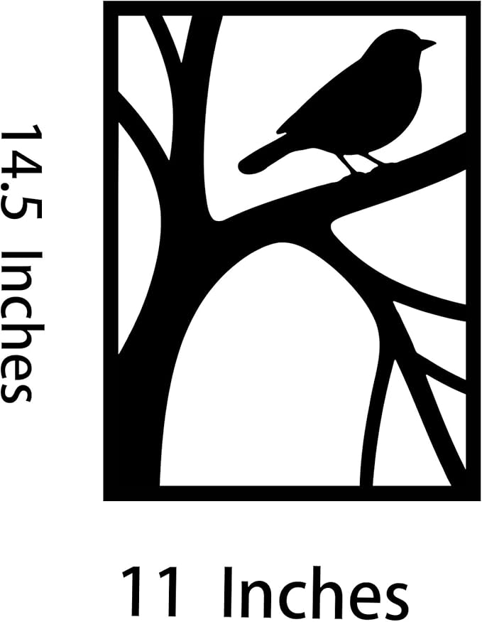 GlintHome Black Metal Abstract Wall Art Bird on Tree Branch Silhouette Bird Art Decor for Living Room Garden Bedroom Office Home Wall Decor