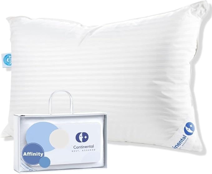 Continental Bedding Affinity Down Alternative Pillow, Medium Firm, 300TC 100% Cotton Shell, for Side, Back, and Stomach Sleepers
