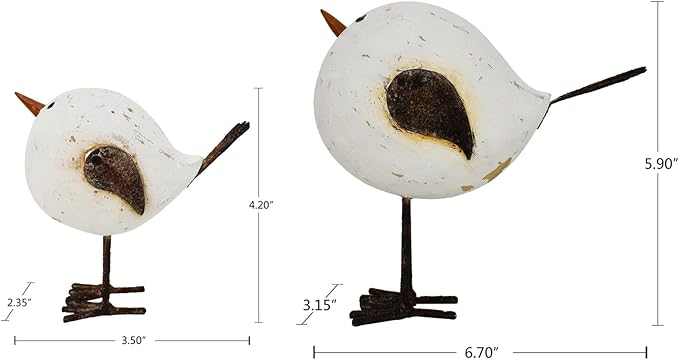 Aecipl Wood Bird Statue Standing Seagull Nautical Decor Coastal Birds Sculpture Indoor Outdoor Animal Figurine Beach Themed Decoration Rustic Home Art for Bedroom Garden (S + L)