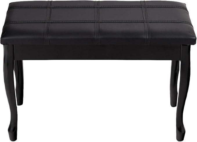 GOFLAME Piano Bench Stool with Padded Cushion and Music Storage, Heavy Duty Piano Duet Seat with PU Leather Padded Seat and Solid Wooden Legs, Perfect for Home Use (Black)