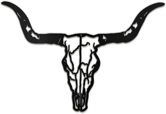 SIGNLEADER Metal Wall Art Decor Bull Head Minimalist Modern Abstract Wall Sculpture Hangings Home Decoration for Living Room, Bedroom, Bathroom, Kitchen, Outdoor - 18" Black