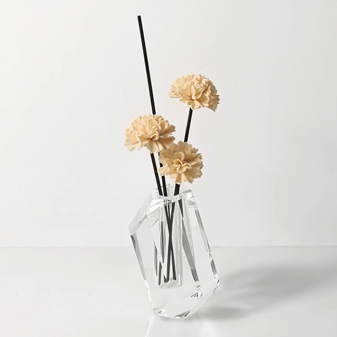 Crystal Vase, Premium Clear Flower Vase, Wedding & Anniversary Centerpiece, Handcrafted Diamond Facets, Home Decor
