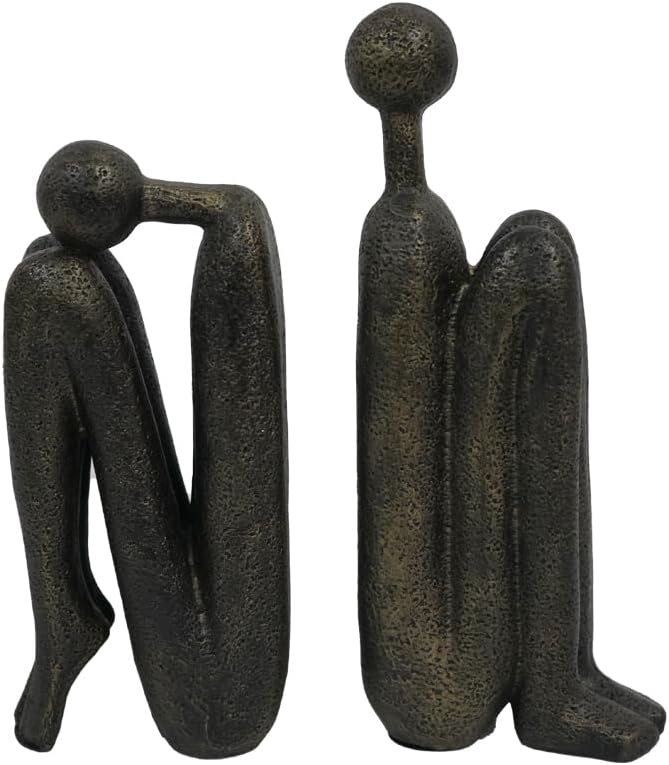 Thinker Decorative Bookends for Shelves, 1 Pair Heavy-Duty Book Ends Holder, Resin Book Stopper for Office Home Living Room Decor
