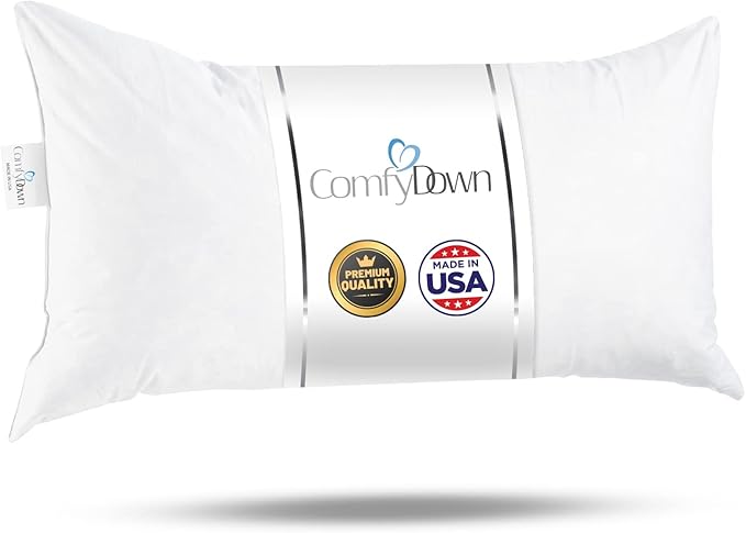 ComfyDown Decorative Throw Pillow Insert, Down and Feather Fill, 100% Cotton Cover, 233 Thread Count - Made in USA (12 X 34)