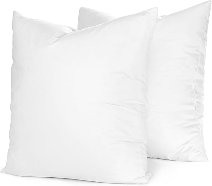 Continental Bedding | Down Alternative Throw Pillow Insert | 100% Cotton 250TC Shell | Medium Loft Decorative Cushion | 26x26 | 2 Pack