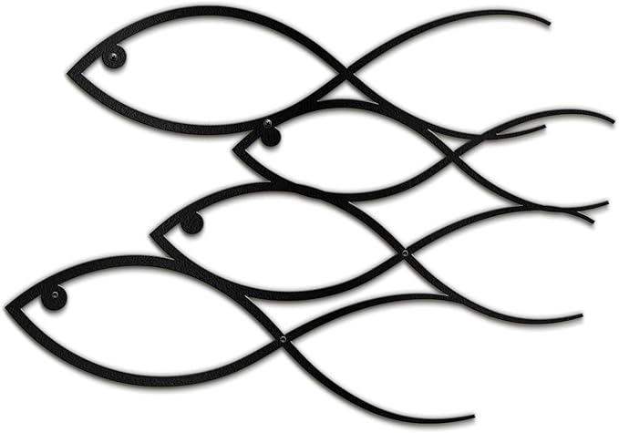 SIGNLEADER Metal Wall Art Decor Fish Minimalist Modern Abstract Wall Sculpture Hangings Home Decoration for Living Room, Bedroom, Bathroom, Kitchen, Outdoor - 18" Black