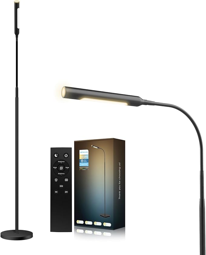 juuwer Floor Lamp for Living Room, bedrooms,Work,Study and Home Decor.with Remote Control.4 Color temperatures LED Bulb.Lighting Brightness Adjustable from 10%-100%.Modern Reading Standing lamp.