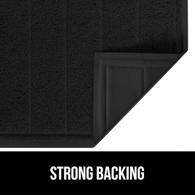 GORILLA GRIP Dirt Grabber Mesh Doormat, Low-Profile, Stain and Fade Resistant Heavy Duty Quick Dry Striped Doormats, Mats for Indoor or Outdoor Entry, Shoe Scraper, Garage Entrance Mat, 47x35, Black