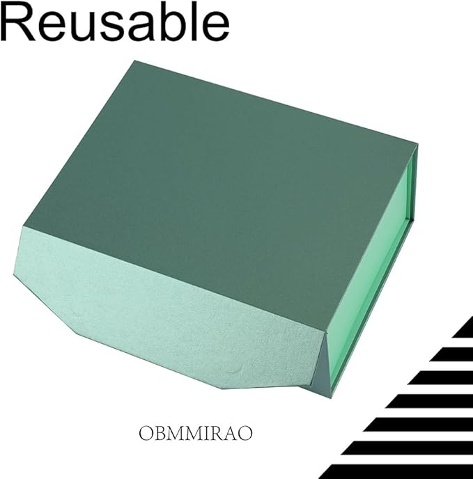 Upgrade 3PCS Green Gift Box 9.5x7x4 Inches, Sturdy Gift Box with Lid for Gift Packaging, Foldable Magnetic Closure Storage Boxes, Bridesmaid proposal box, Rectangle Collapsible Box