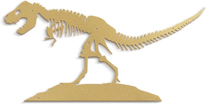 SIGNLEADER Metal Wall Art Decor Dinosaur Skeleton Minimalist Modern Abstract Wall Sculpture Hangings Home Decoration for Living Room, Bedroom, Bathroom, Kitchen - 18" Gold