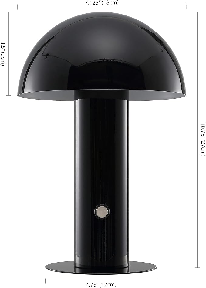 JONATHAN Y JYL7115A Boletus 10.75" Contemporary Bohemian Rechargeable/Cordless Portable Iron Integrated LED Mushroom Table Lamp Modern, Coastal Bedside Desk Nightstand Lamp, Black