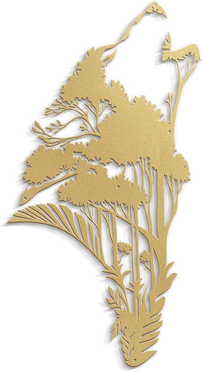 SIGNLEADER Metal Wall Art Decor Plant Leaf Minimalist Modern Abstract Wall Sculpture Hangings Home Decoration for Living Room, Bedroom, Bathroom, Kitchen, Outdoor - 18" Gold