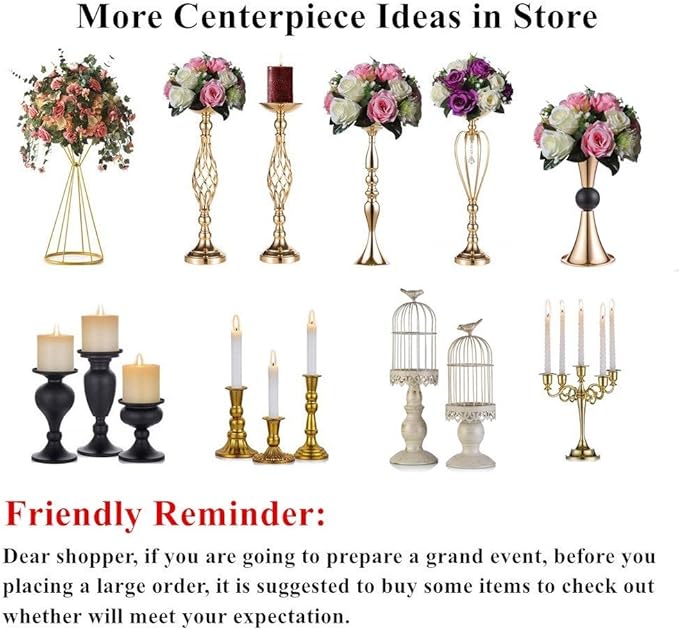 Sziqiqi Trumpet Floral Centerpiece Riser Stand for Wedding Reception Centerpieces Party Event Anniversary Birthday Decoration Flower Arrangement Pack of 2, Rose Gold 14in