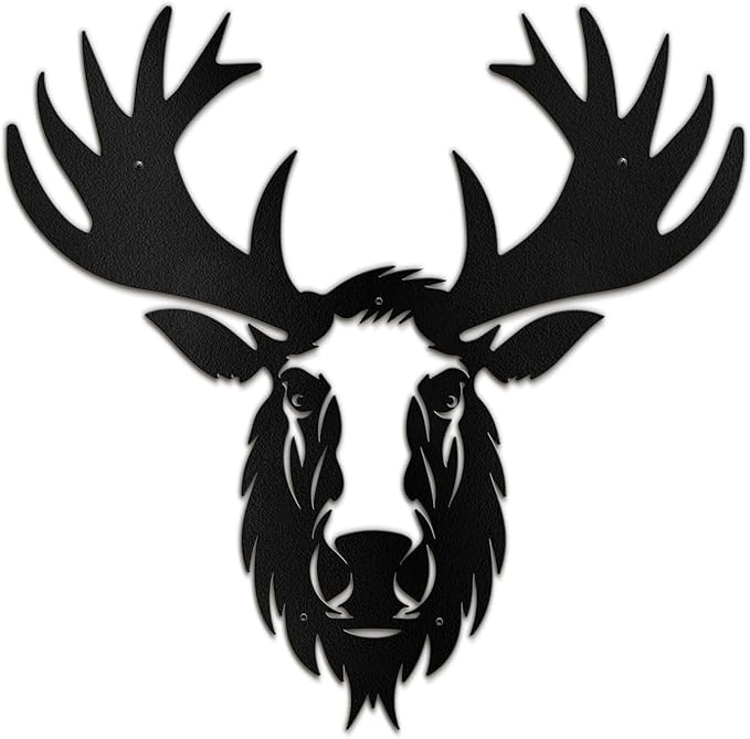 SIGNLEADER Metal Wall Art Decor Deer Minimalist Modern Abstract Wall Sculpture Hangings Home Decoration for Living Room, Bedroom, Bathroom, Kitchen, Outdoor - 18" Black