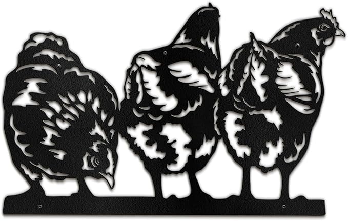 SIGNLEADER Metal Wall Art Decor Farmhouse Trio of Chickens Minimalist Modern Abstract Wall Sculpture Hangings Home Decoration for Living Room, Bedroom, Bathroom, Kitchen, Outdoor - 18" Black