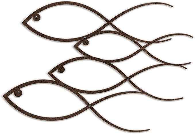 SIGNLEADER Metal Wall Art Decor Fish Minimalist Modern Abstract Wall Sculpture Hangings Home Decoration for Living Room, Bedroom, Bathroom, Kitchen, Outdoor - 18" Bronze