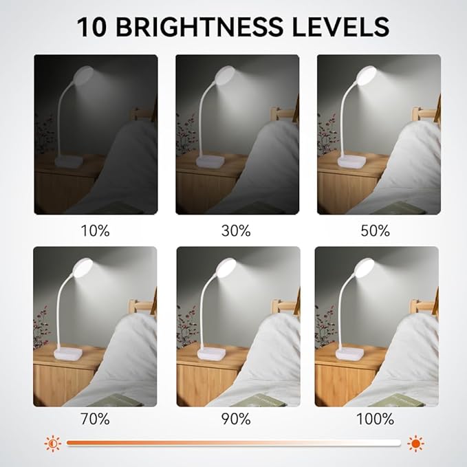 Battery Desk Lamp Light,Black,Cordless desk lamp rechargeable,Small gooseneck lamp for desk,400LM LED Light,3 Colors (White/Warm White/Warm),Adjustable brightness,360° Hose,20 LED for Bedroom&Reading