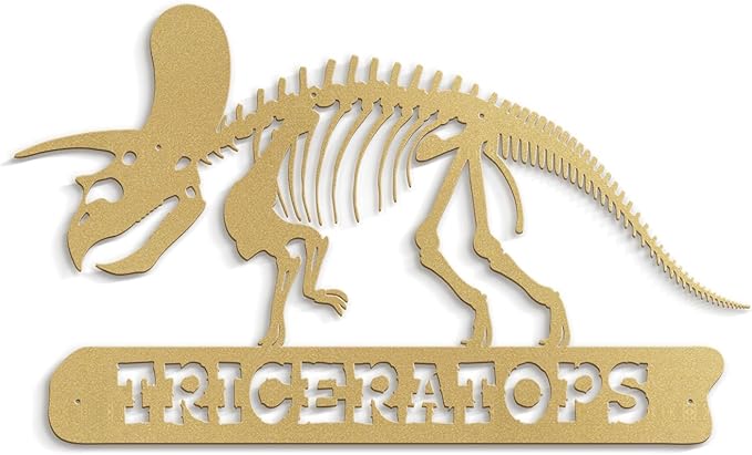 SIGNLEADER Metal Wall Art Decor Triceratops Minimalist Modern Abstract Wall Sculpture Hangings Home Decoration for Living Room, Bedroom, Bathroom, Kitchen, Outdoor - 18" Gold