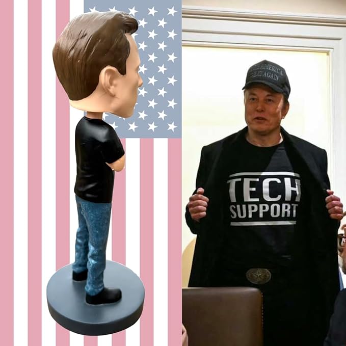 Elon Musk Bobblehead, Entrepreneur and American Patriot, Trump Doge, Premium Polyresin Collectible Statue, 8 Inches Tall, World Leaders Series, Patriots