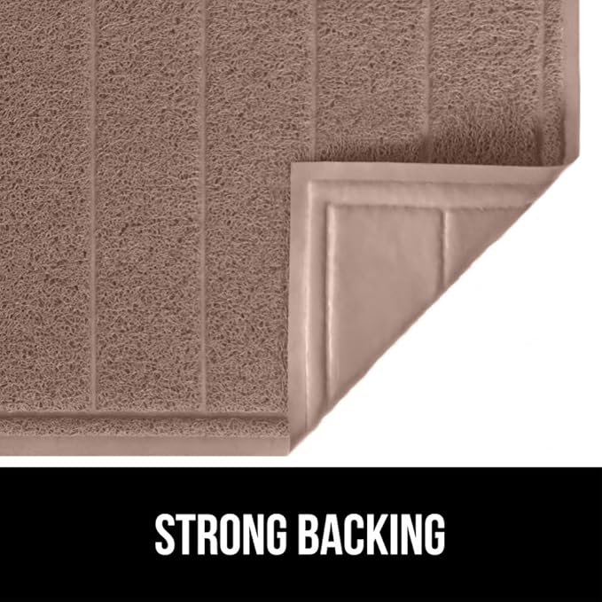 GORILLA GRIP Dirt Grabber Mesh Doormat, Low-Profile, Stain and Fade Resistant Heavy Duty Quick Dry Striped Doormats, Mats for Indoor or Outdoor Entry, Shoe Scraper, Garage Entrance Mat 47x35, Latte