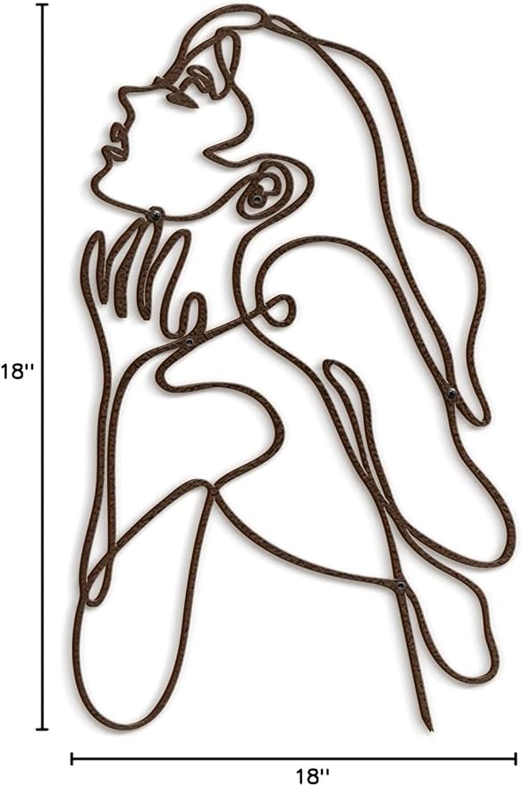 SIGNLEADER Metal Wall Art Decor Body Line Woman Body Drawing Line Modern Abstract Wall Sculpture Hangings Home Decoration for Living Room, Bedroom, Bathroom, Kitchen, Outdoor - 18" Bronze