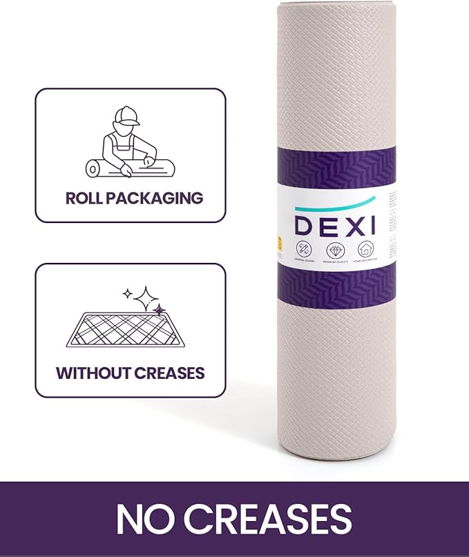 DEXI Kitchen Floor Mats Cushioned Anti Fatigue, 23x86, Large Long Standing Runner Rug Waterproof, Comfort Memory Foam Padded for Front Sink Laundry, Beige White