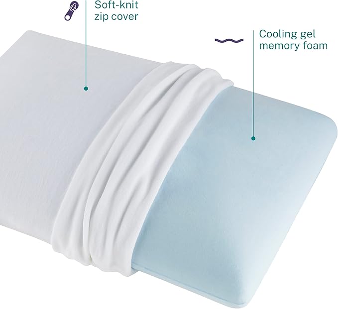 Sleep Innovations Classic Memory Foam Pillow, Standard Size, Head and Neck Alignment, Side, Stomach, and Back Sleepers, Medium Support