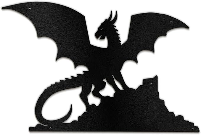 SIGNLEADER Metal Wall Art Decor Flying Dragon Minimalist Modern Abstract Wall Sculpture Hangings Home Decoration for Living Room, Bedroom, Bathroom, Kitchen, Outdoor - 18" Black
