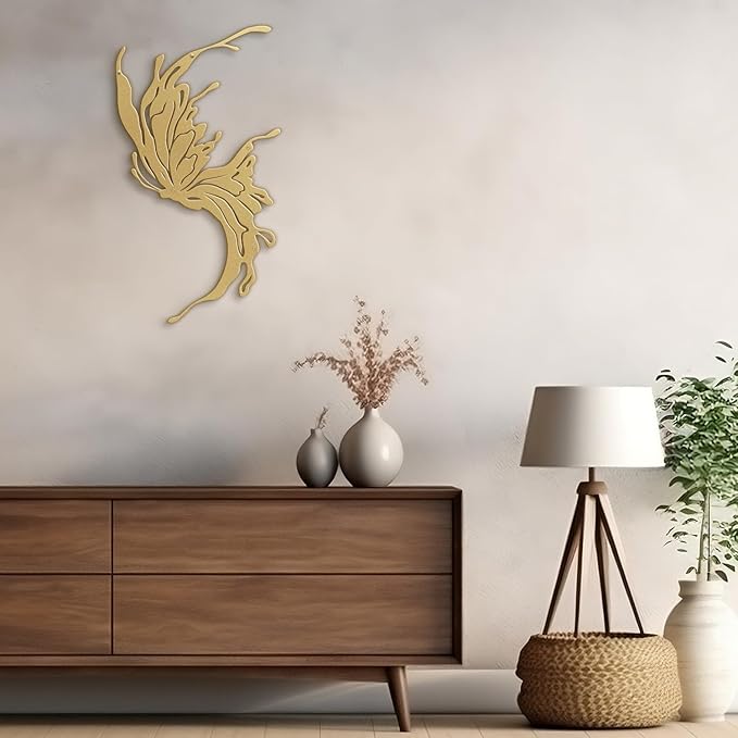 SIGNLEADER Metal Wall Art Decor All Gold Flying Bird Minimalist Modern Abstract Wall Sculpture Hangings Home Decoration for Living Room, Bedroom, Bathroom, Kitchen, Outdoor - 18" Gold