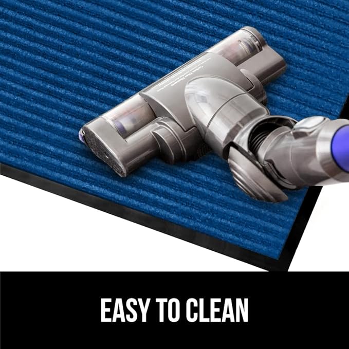 GORILLA GRIP Waterproof Traffic Guard Door Mat, 2 Pack Heavy Duty Entryway Mats, Strong Backing Commercial Utility Rugs for Office Hallway, Garage Floor and Home, Low Profile Carpet, 29x17, Blue