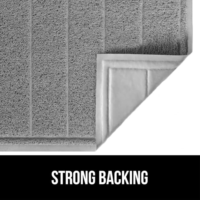 GORILLA GRIP Dirt Grabber Mesh Doormat, Low-Profile, Stain and Fade Resistant Heavy Duty Quick Dry Striped Doormats, Mats for Indoor or Outdoor Entry, Shoe Scraper, Garage Entrance Mat, 35x23, Gray