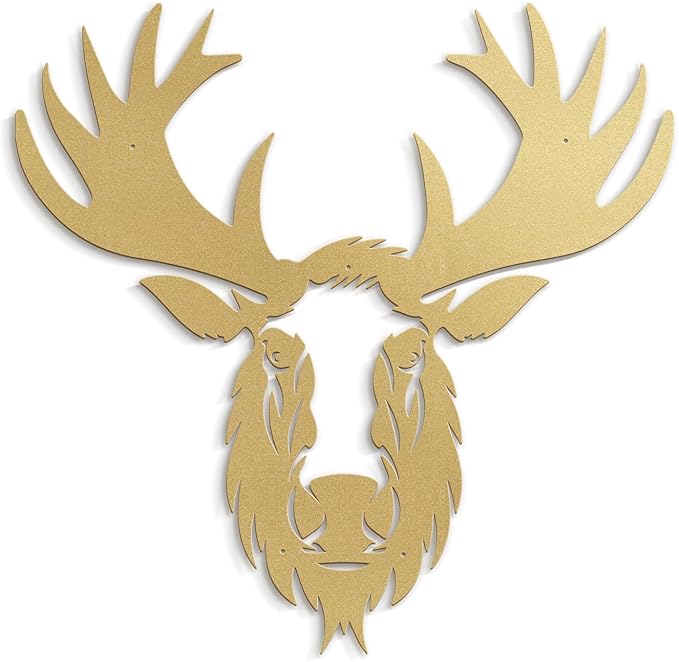 SIGNLEADER Metal Wall Art Decor Deer Minimalist Modern Abstract Wall Sculpture Hangings Home Decoration for Living Room, Bedroom, Bathroom, Kitchen, Outdoor - 18" Gold