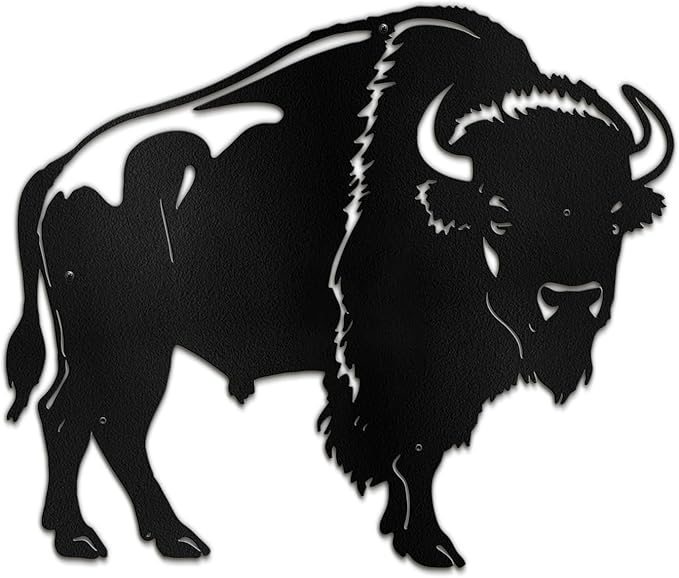 SIGNLEADER Metal Wall Art Decor Standing Bison Silhouette Minimalist Modern Abstract Wall Sculpture Hangings Home Decoration for Living Room, Bedroom, Bathroom, Kitchen, Outdoor - 18" Black