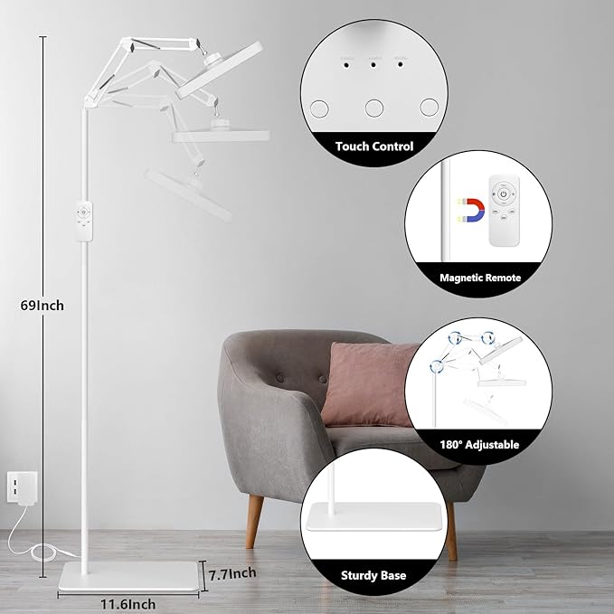 SUXIO Light Therapy Lamp - 12000 LUX Therapy Lights, Happy Lamp with Remote, Light Box Therapy with 3 Timer & 4 Brightness, LED UV-Free Daylight Lamp Perfect for Home