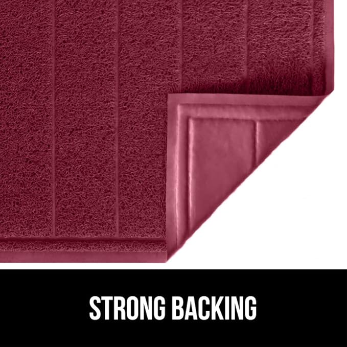 GORILLA GRIP Dirt Grabber Mesh Doormat, Low-Profile, Stain and Fade Resistant Heavy Duty Quick Dry Striped Doormats, Mats for Indoor or Outdoor Entry, Shoe Scraper, Garage Entrance Mat, 35x23 Burgundy