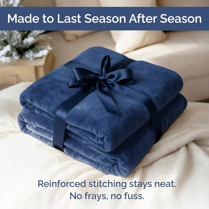 Ultra Soft Fleece Blanket King Size - Flannel Fleece Luxury King Blanket - Lightweight for Couch Bed Chair - Thick, Warm & Breathable - All Season Cozy Fuzzy Anti-Static Microplush Bedding, Royal Blue