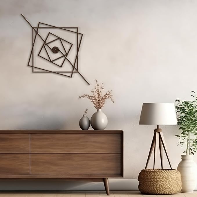 SIGNLEADER Metal Wall Decor Geometric Abstract Minimalist Modern Luxury Wall Sculpture Hangings 3D Statue Home Decoration for Living Room, Bedroom, Bathroom, Kitchen, Fireplace, Office - 18" Bronze