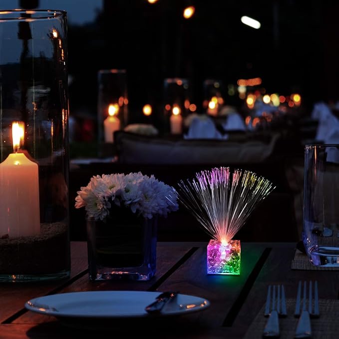 5.5" Light Up Mini Color Change Clear Centerpiece (Set of 12)