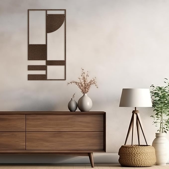 SIGNLEADER Metal Wall Decor Picasso Geometric Minimalist Modern Luxury Wall Sculpture Hangings 3D Statue Home Decoration for Living Room, Bedroom, Bathroom, Kitchen, Fireplace, Office - 24" Bronze