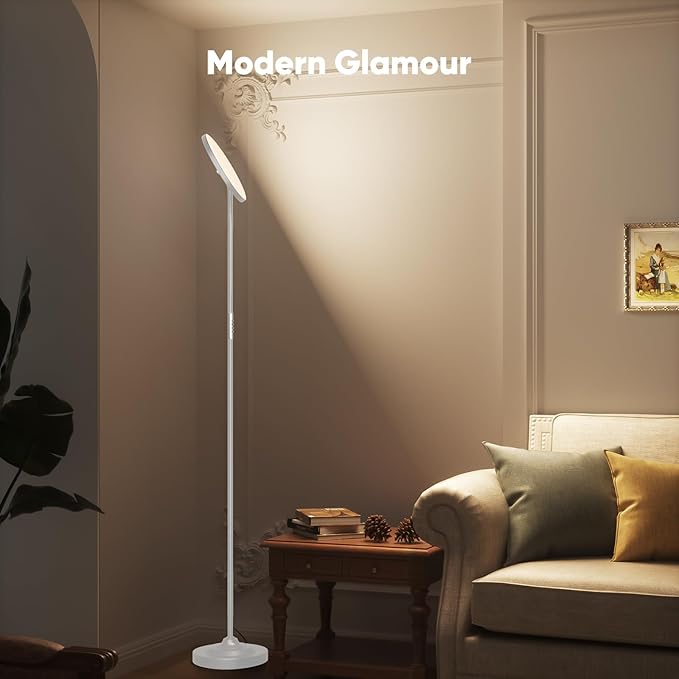 SIBRILLE 36W LED Floor Lamp, Upgrade Super Bright Standing Lamp, Modern Stepless Dimmable Torchiere Tall Lamp with Remote Control, 350°Rotating Head Reading Floor Lamp for Living Room, Bedroom, Office