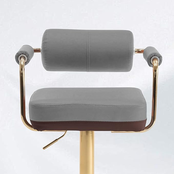 Extra Tall Bar Stools Swivel Counter Height Chair for Kitchen Island Modern Black Leather Adjustable Barstool with Arms,Grey