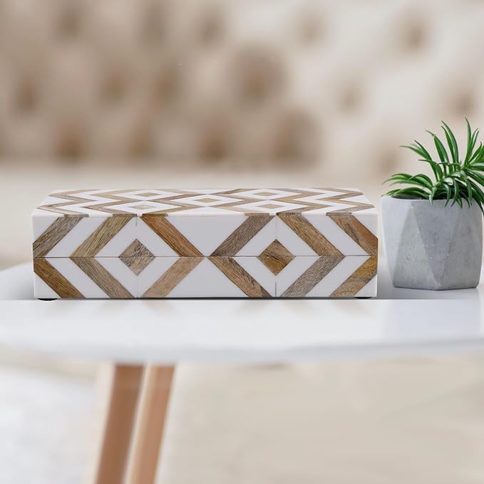 Handicrafts Home Decorative Organizer Box 10x5 – Large Keepsake Box with Lid, Modern Decorative Storage Box, Bohemian Coffee Table Décor, Jewelry & Memory Box, Decorative Accent Box for Home Décor