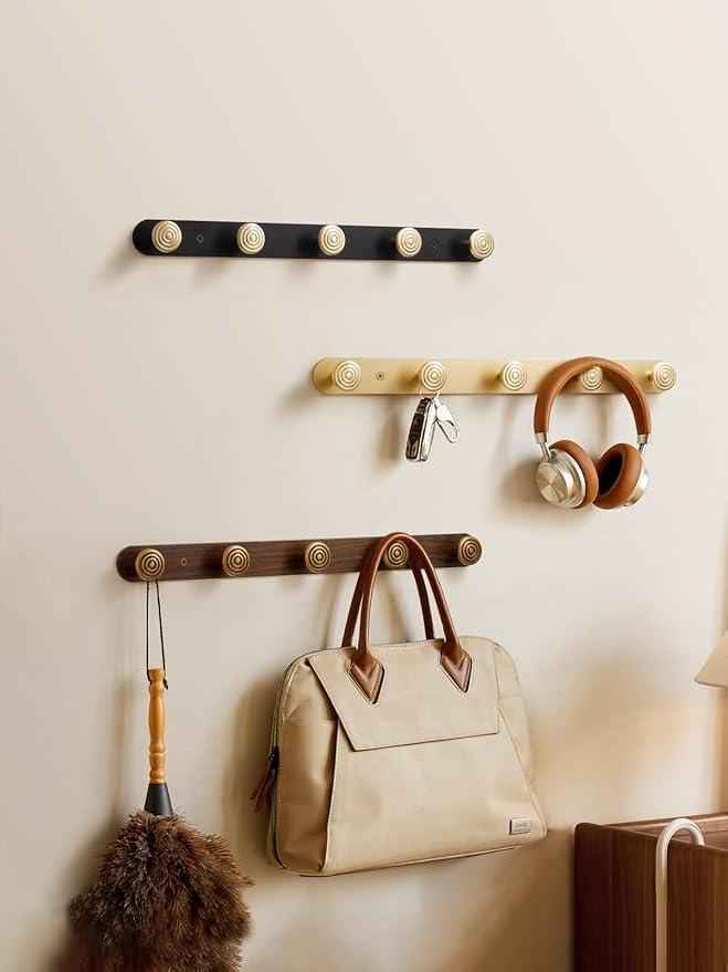 1 Pack Coat Rack Wall Mounted Antique Brass Wood Towel Hooks for Bathrooms Wall Hooks for Hanging Coat Robe Hooks Kitchen Decorative Heavy Duty Zinc Alloy